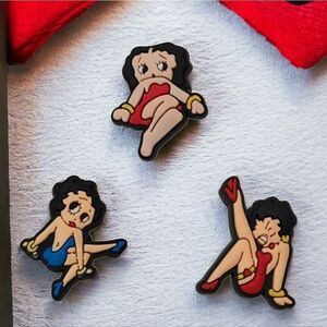 Betty Boop 3-pc Crocs Shoe Charms Vintage 30s High Kick Red Dress 💃 Cartoon NEW